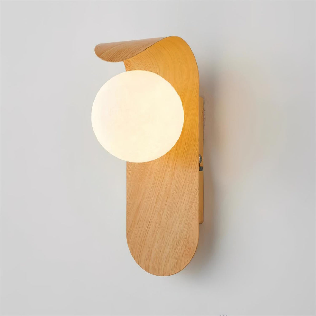 Wood Wall Light With Opal Globe Shade