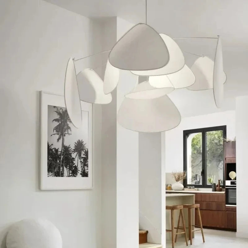 White Fabric Sculptural Chandelier