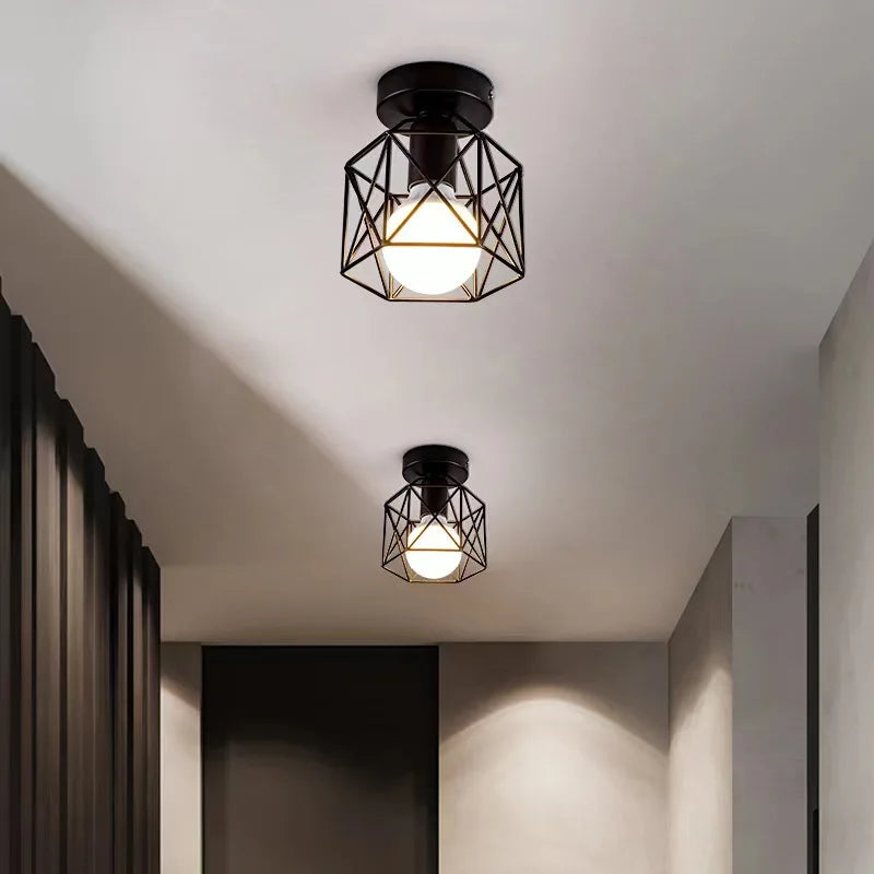 Industrial Geometric Cage Ceiling Light
