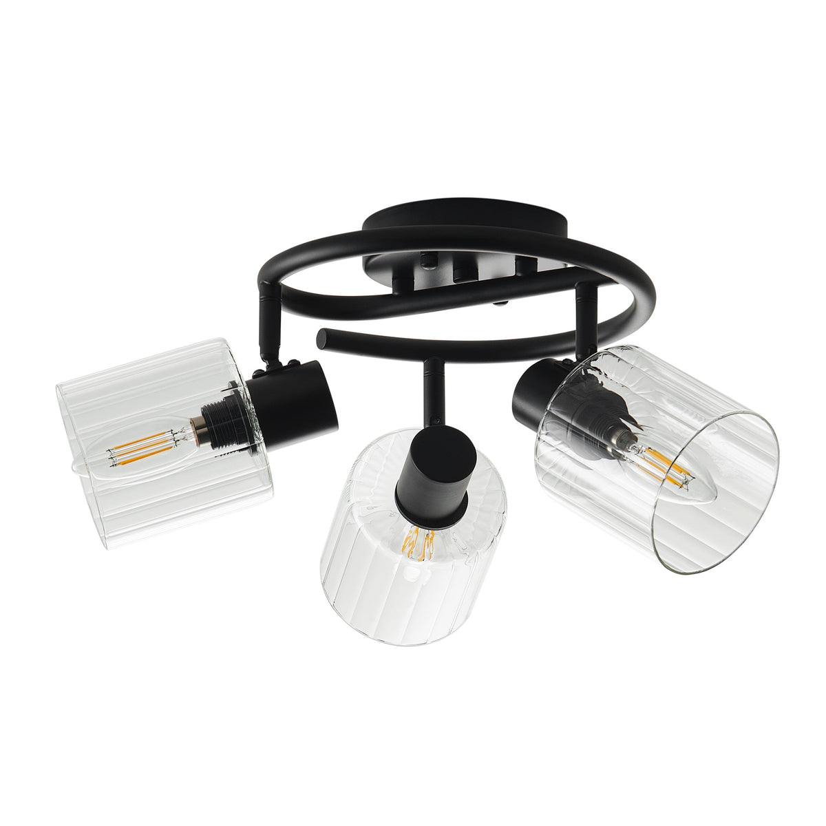 3-Light Modern Adjustable Matte Black Semi-Flushed Ceiling Light – Everden Living