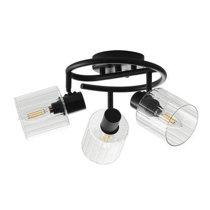 3-Light Modern Adjustable Matte Black Semi-Flushed Ceiling Light – Everden Living