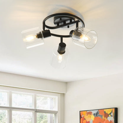 3-Light Modern Adjustable Matte Black Semi-Flushed Ceiling Light – alternative view 2
