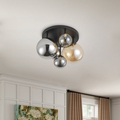 5-Lights Spherical Glass Shades of Various Sizes Flush Mount Lighting – alternative view 7