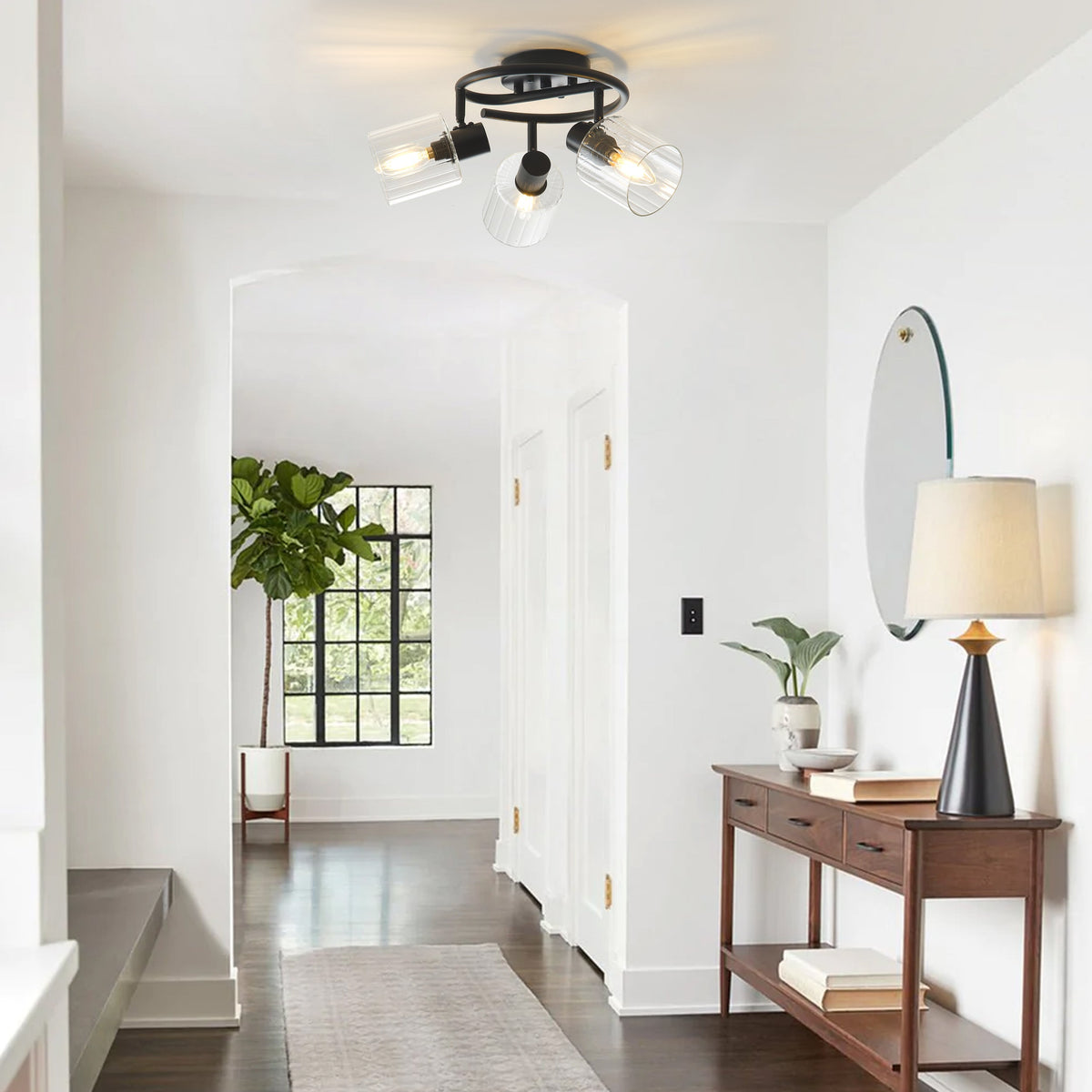 3-Light Modern Adjustable Matte Black Semi-Flushed Ceiling Light – alternative view 4