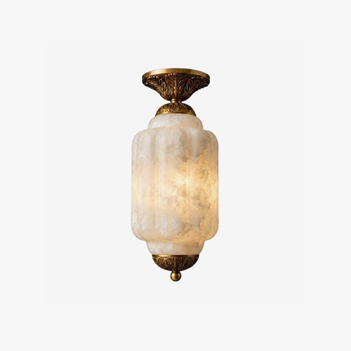 Classic Alabaster and Brass Flush Ceiling Light by Everden Living