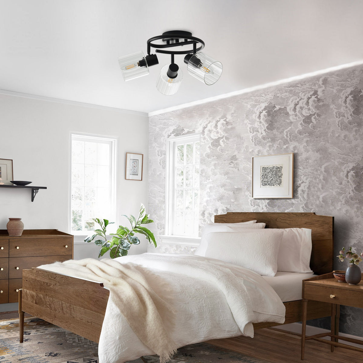 3-Light Modern Adjustable Matte Black Semi-Flushed Ceiling Light – alternative view 5