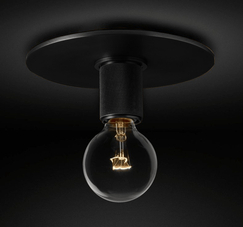Industrial Glass and Brass Flush Ceiling Light, alternative view 13