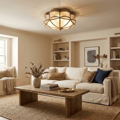 Brass Dome and Opal Glass Flush Ceiling Light, alternative view 5