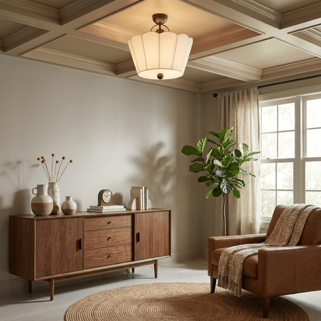 Pleated Fabric Semi-Flush Ceiling Light, alternative view 7