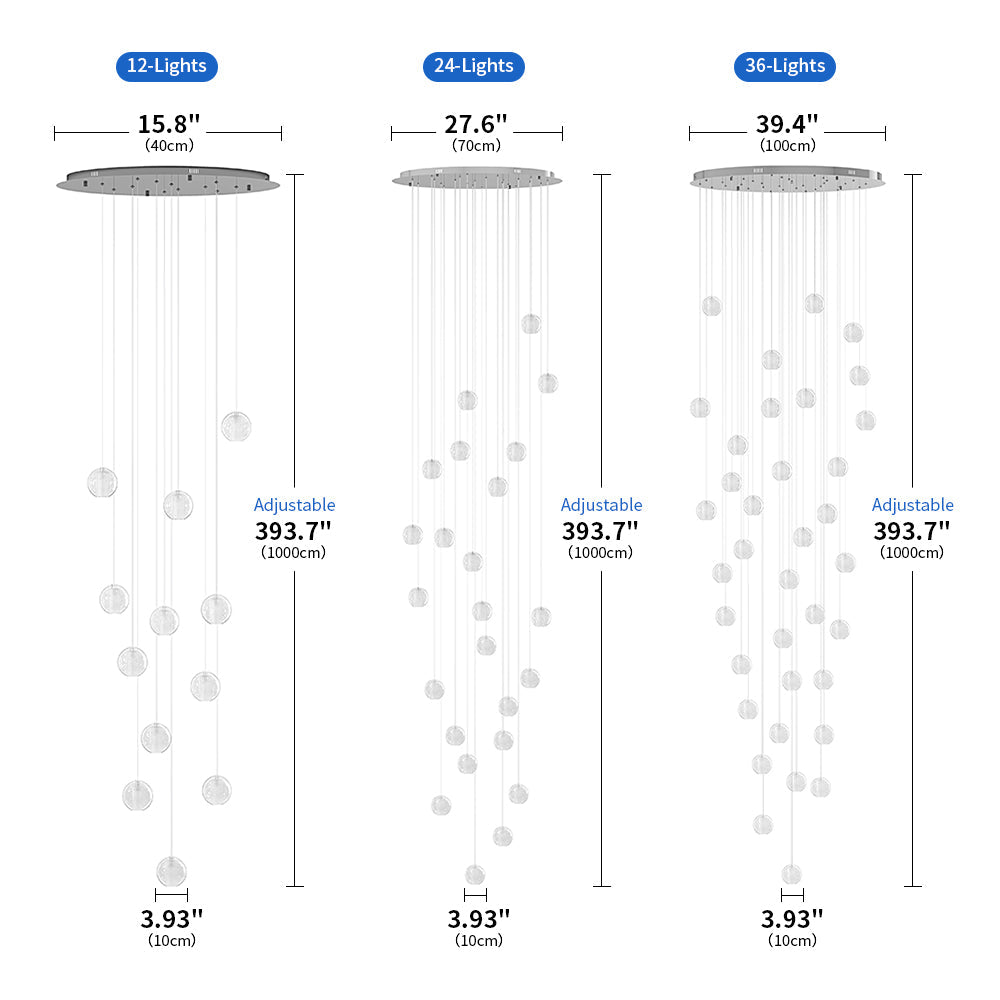12 Lights & 24 Lights & 36 Lights Modern Crystal Ball Raindrop Chandelier – alternative view 5
