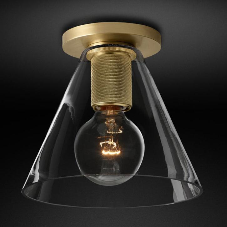 Industrial Glass and Brass Flush Ceiling Light, alternative view 7