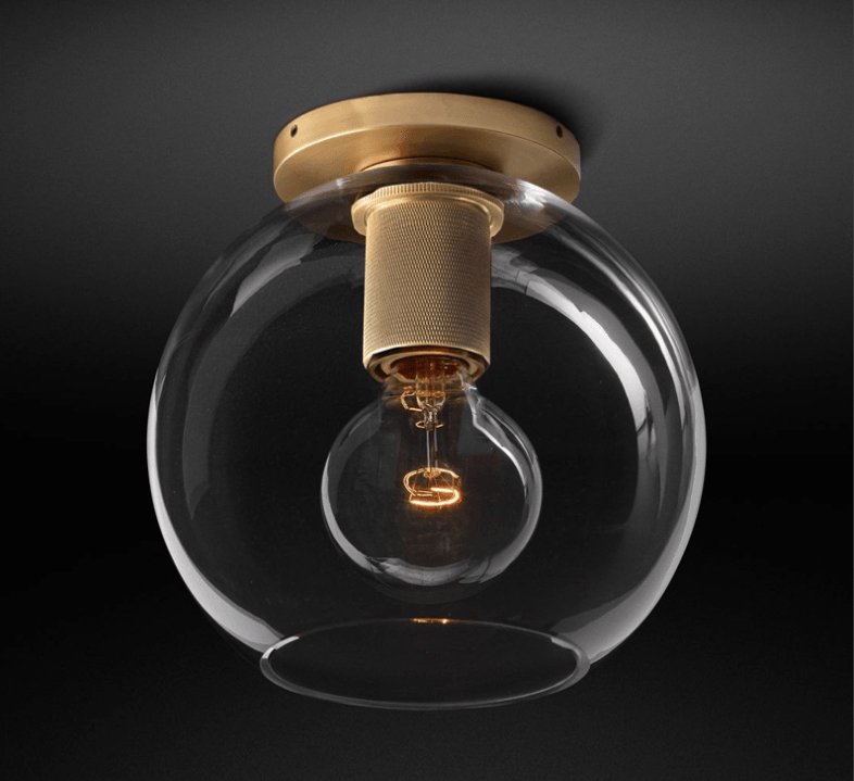 Industrial Glass and Brass Flush Ceiling Light, alternative view 10