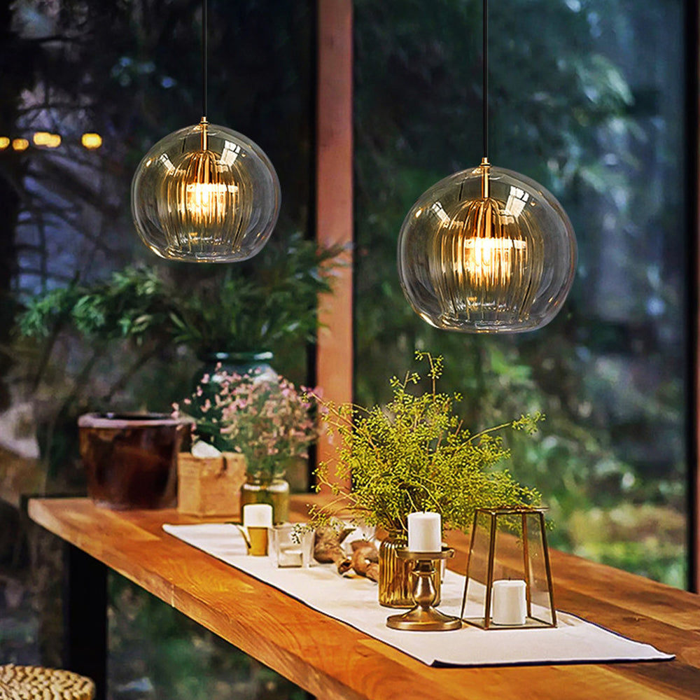 June Glass Globe Pendant Light Clear &Amber – alternative view 2