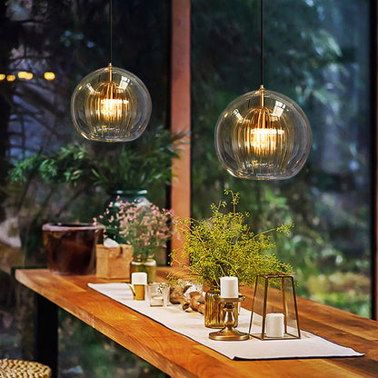 June Glass Globe Pendant Light Clear &Amber – alternative view 2