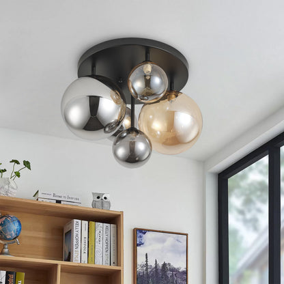 5-Lights Spherical Glass Shades of Various Sizes Flush Mount Lighting – alternative view 4