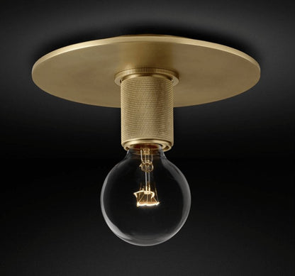 Industrial Glass and Brass Flush Ceiling Light, alternative view 12