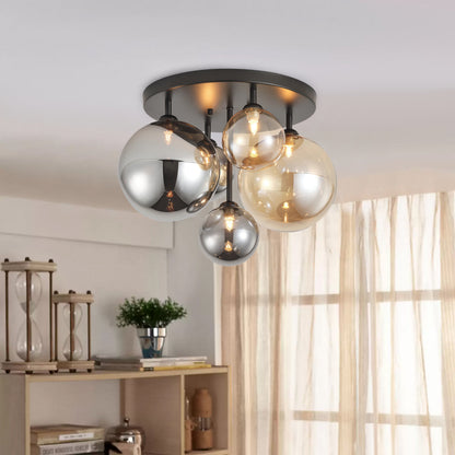 5-Lights Spherical Glass Shades of Various Sizes Flush Mount Lighting – alternative view 2