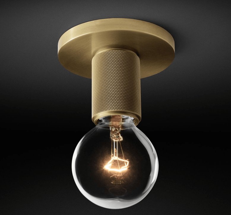 Industrial Glass and Brass Flush Ceiling Light, alternative view 14