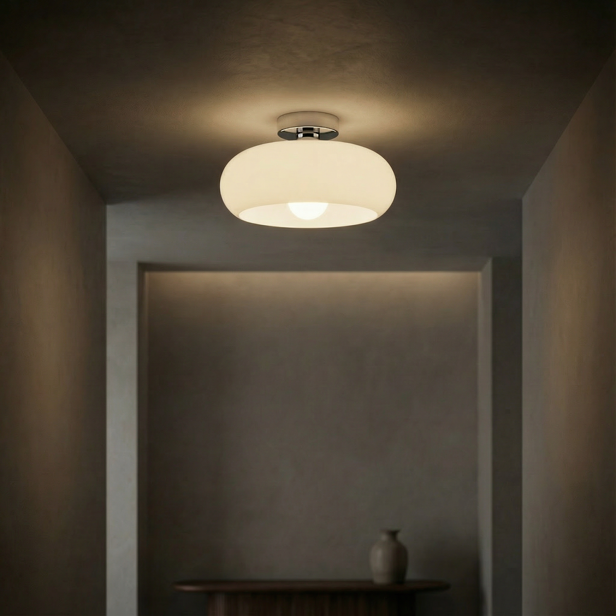 Vintage Amber Glass Flush Mount Ceiling Light With Brass Canopy – alternative view 7