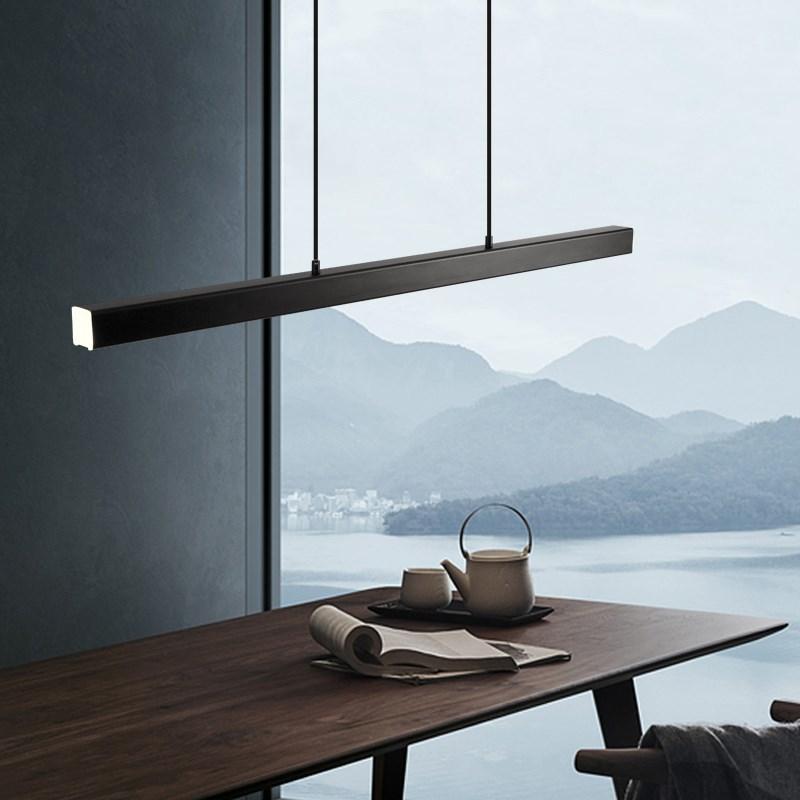 Thala Modern Linear Metal LED Pendant Light Black/Brown – alternative view 2