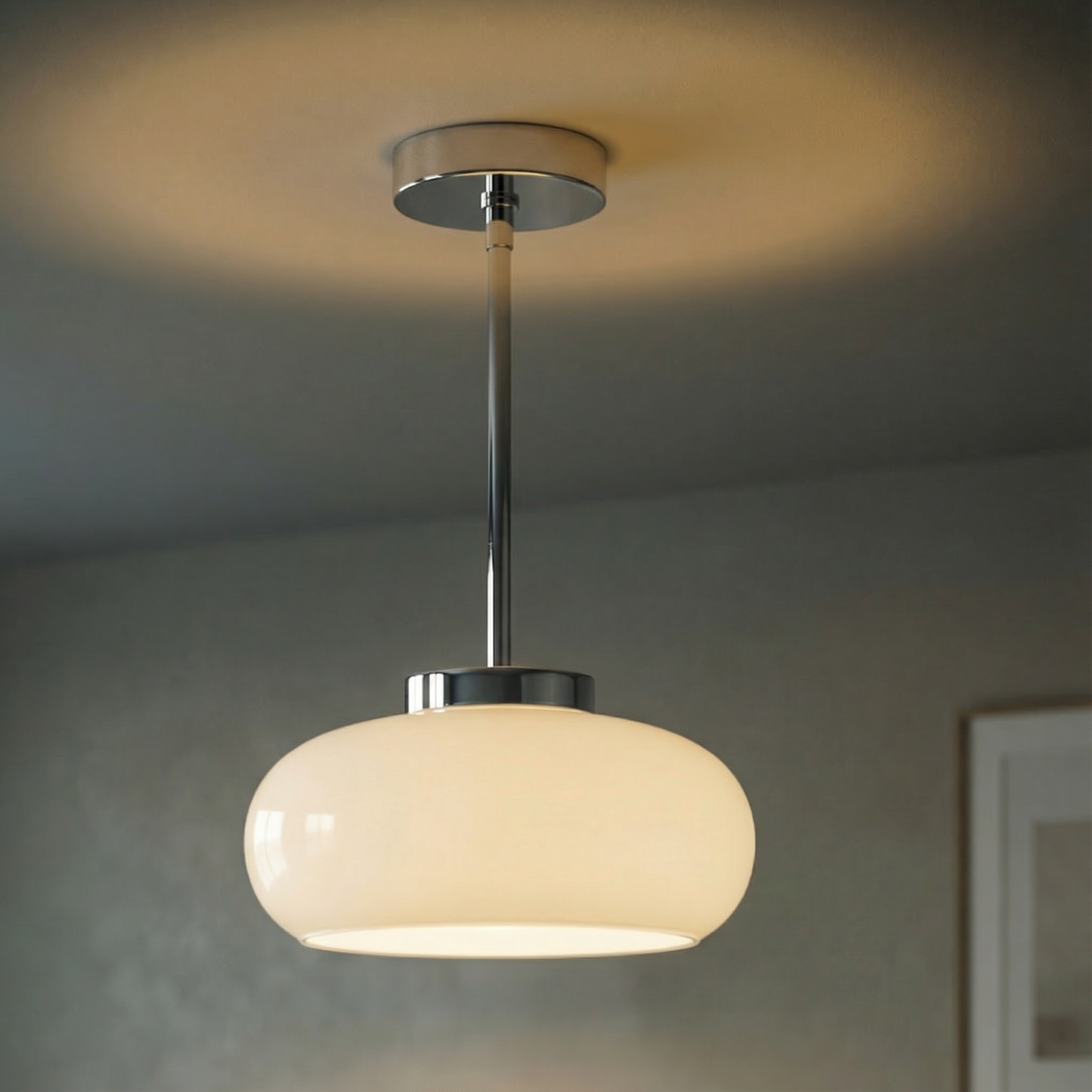 Vintage Amber Glass Flush Mount Ceiling Light With Brass Canopy – alternative view 8