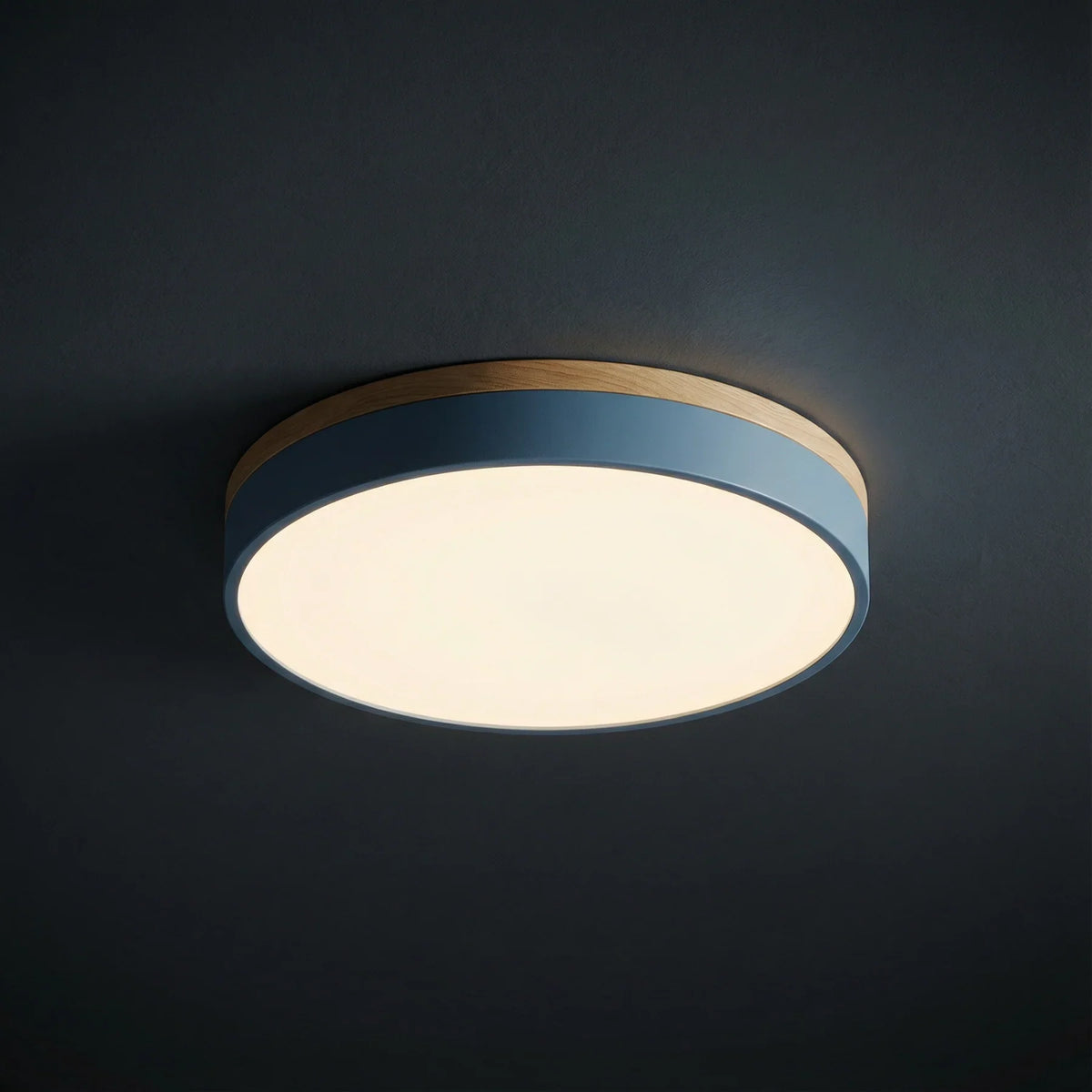 Round Flush LED Ceiling Light with Wood Trim for Living Room – alternative view 3