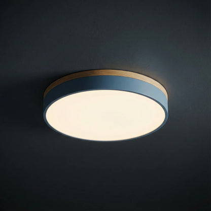 Round Flush LED Ceiling Light with Wood Trim for Living Room – alternative view 3