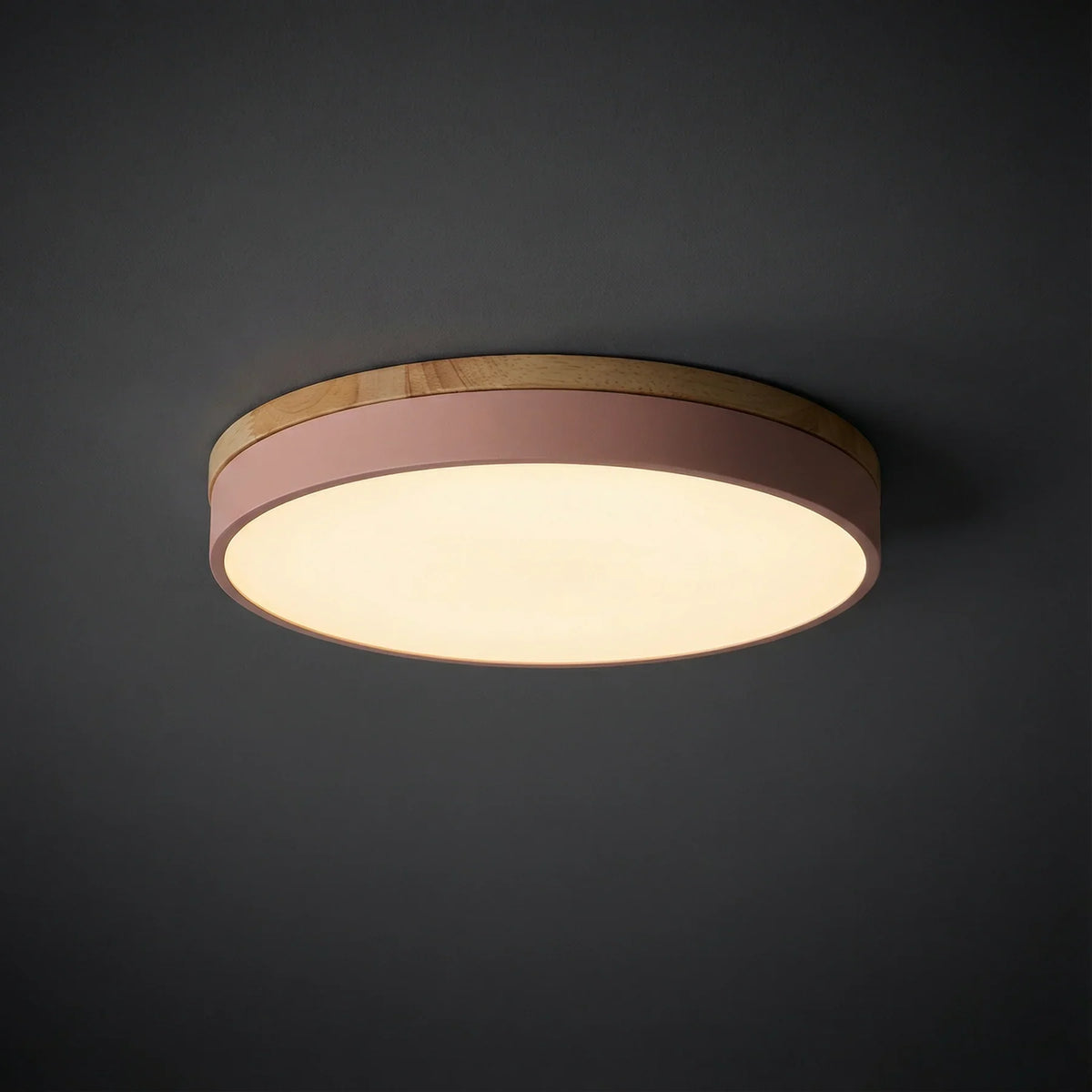 Round Flush LED Ceiling Light with Wood Trim for Living Room – Everden Living