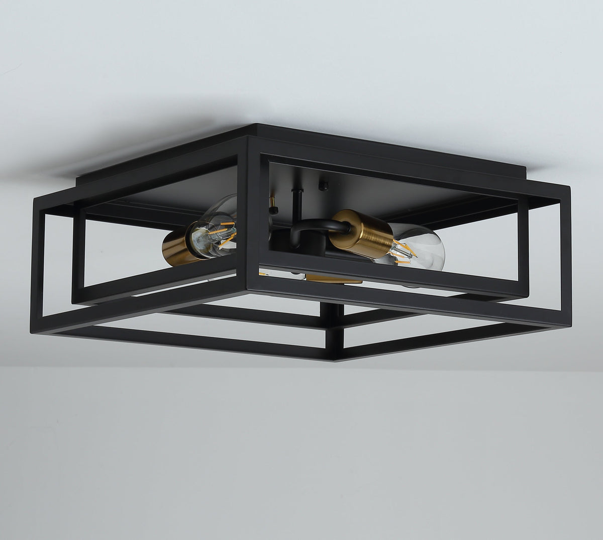 3-Lights Square Modern Linear Framework Flush Mount Lighting – alternative view 6