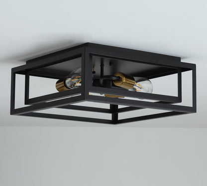 3-Lights Square Modern Linear Framework Flush Mount Lighting – alternative view 6