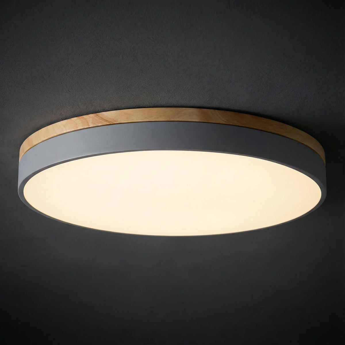 Round Flush LED Ceiling Light with Wood Trim for Living Room – alternative view 7