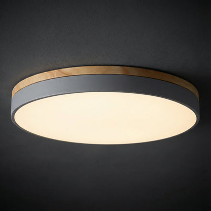 Round Flush LED Ceiling Light with Wood Trim for Living Room – alternative view 7