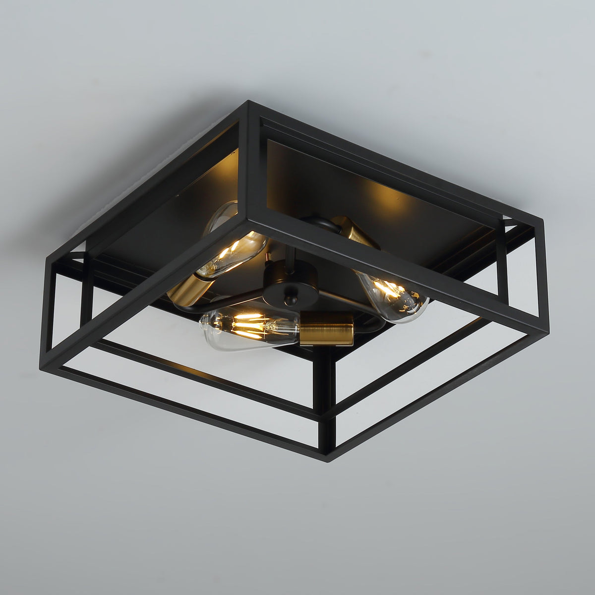 3-Lights Square Modern Linear Framework Flush Mount Lighting – alternative view 7