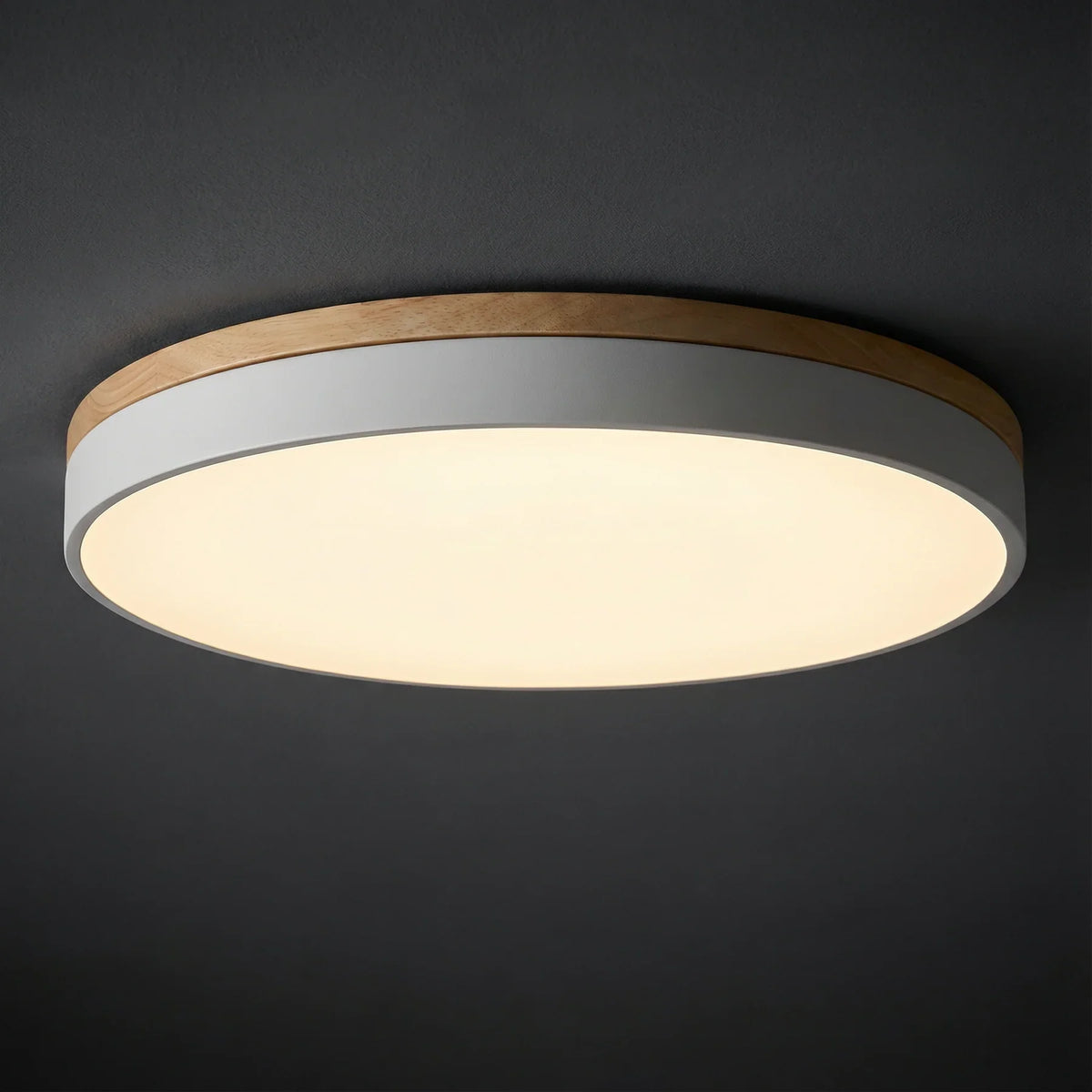 Round Flush LED Ceiling Light with Wood Trim for Living Room – alternative view 5