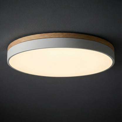 Round Flush LED Ceiling Light with Wood Trim for Living Room – alternative view 5