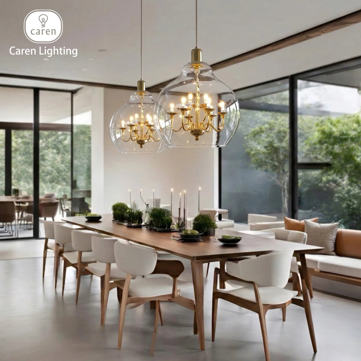 Hand-Blown Glass Cluster Chandelier