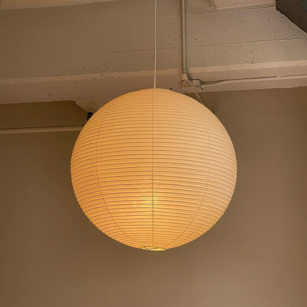 Rice Paper Globe Pendant Lights With Ribbed Shade – alternative view 2