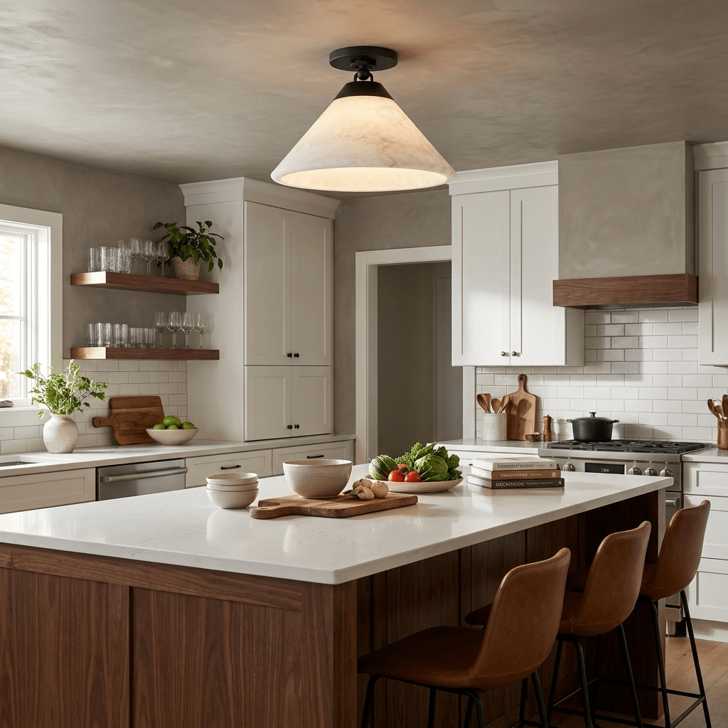 Alabaster Cone Flush Ceiling Light, alternative view 6