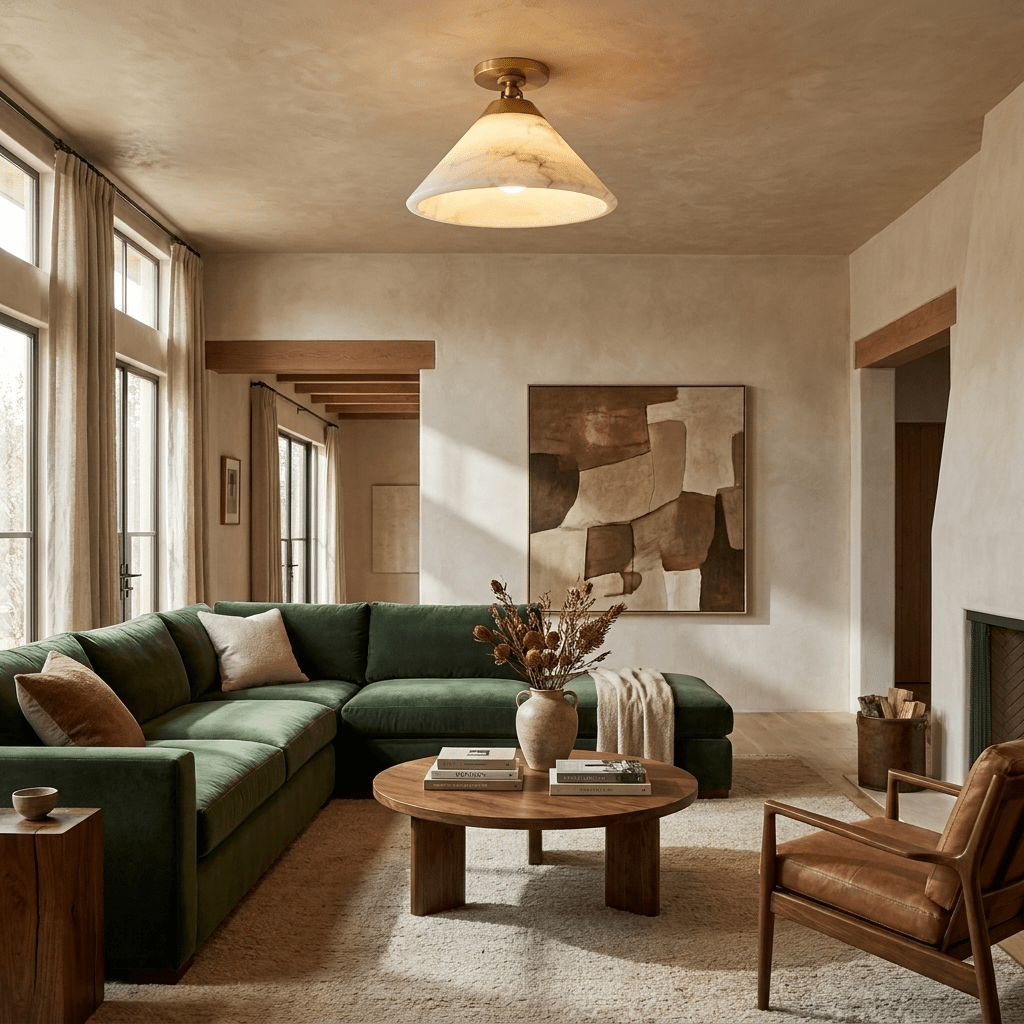 Alabaster Cone Flush Ceiling Light, alternative view 3