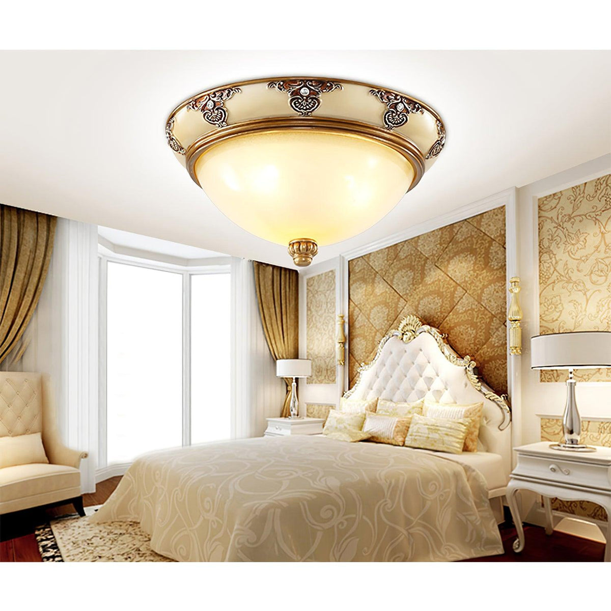 Opal Glass Bowl Flush Ceiling Light, alternative view 8