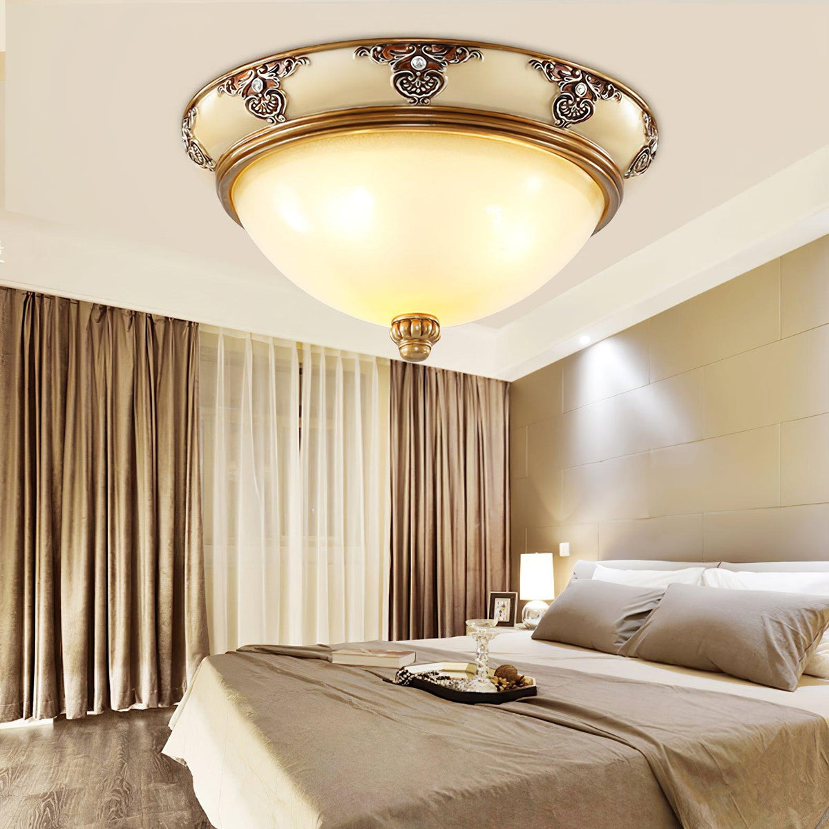 Opal Glass Bowl Flush Ceiling Light, alternative view 4