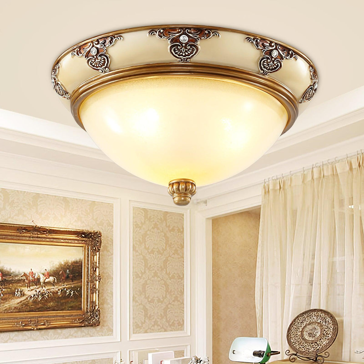 Opal Glass Bowl Flush Ceiling Light, alternative view 7