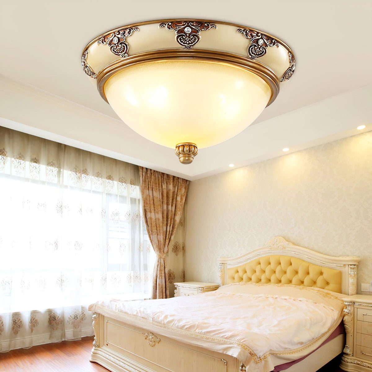 Opal Glass Bowl Flush Ceiling Light, alternative view 3
