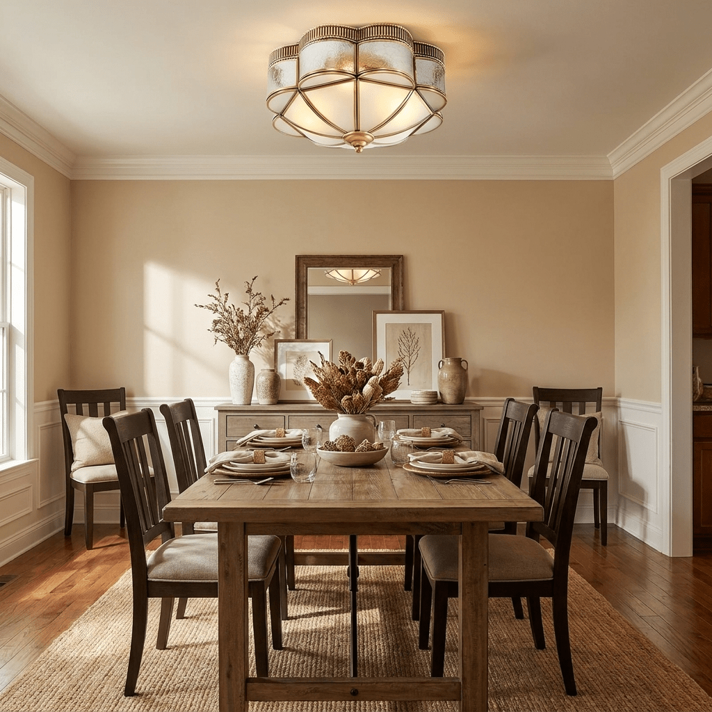 Brass Dome and Opal Glass Flush Ceiling Light, alternative view 6