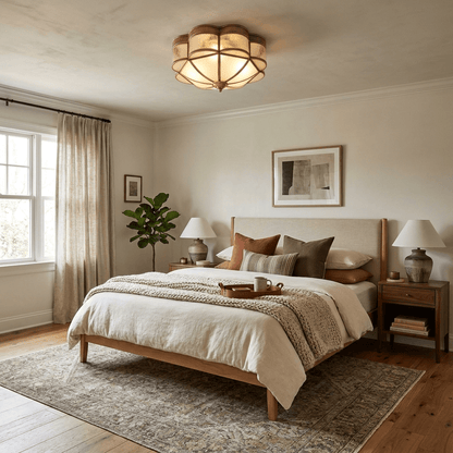 Brass Dome and Opal Glass Flush Ceiling Light, alternative view 3