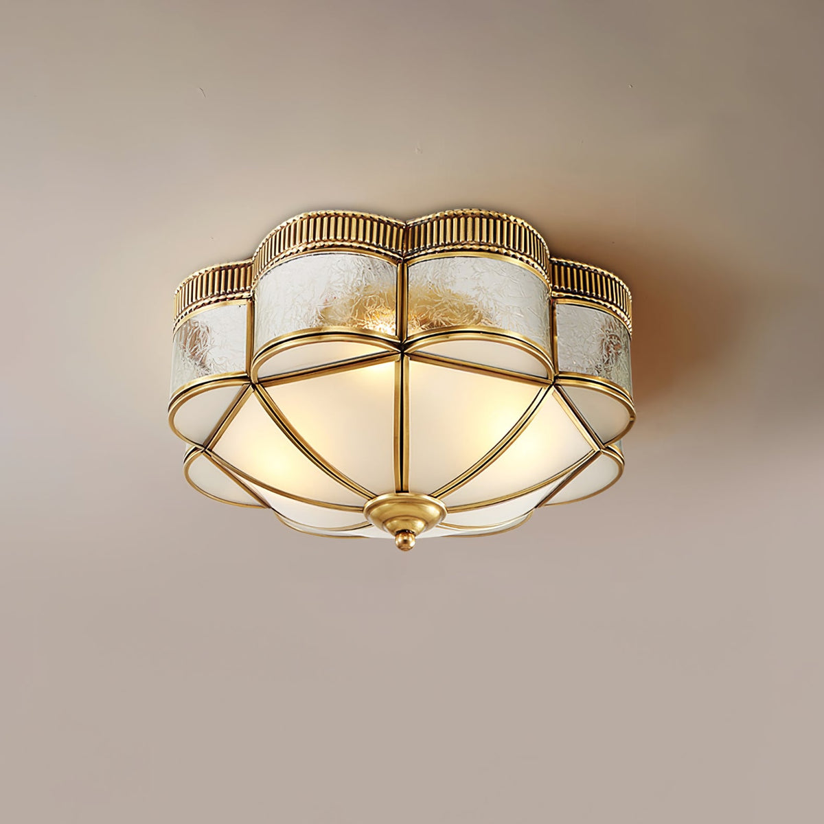 Brass Dome and Opal Glass Flush Ceiling Light, alternative view 9