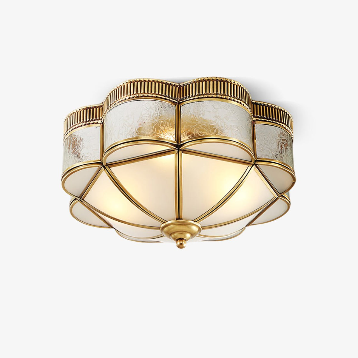 Brass Dome and Opal Glass Flush Ceiling Light by Everden Living