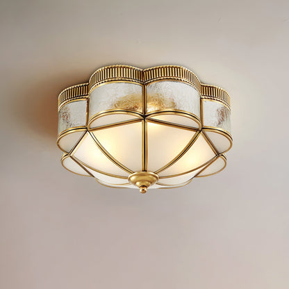 Brass Dome and Opal Glass Flush Ceiling Light, alternative view 8