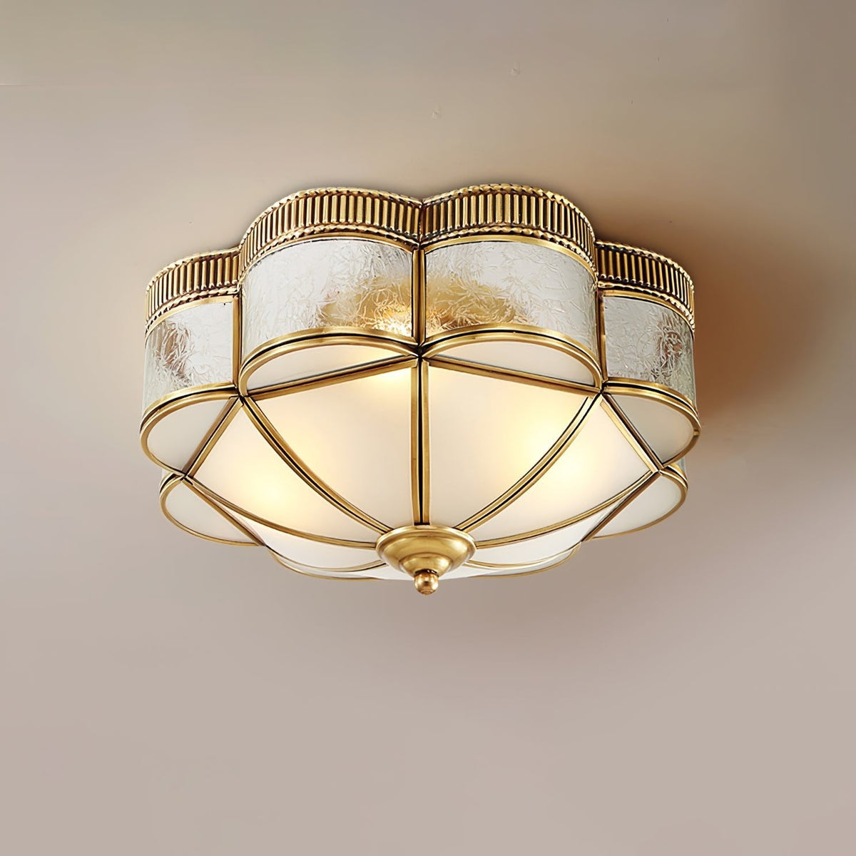 Brass Dome and Opal Glass Flush Ceiling Light, alternative view 7