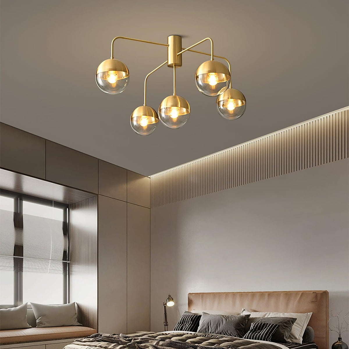Brass Multi-Globe Ceiling Light, alternative view 7